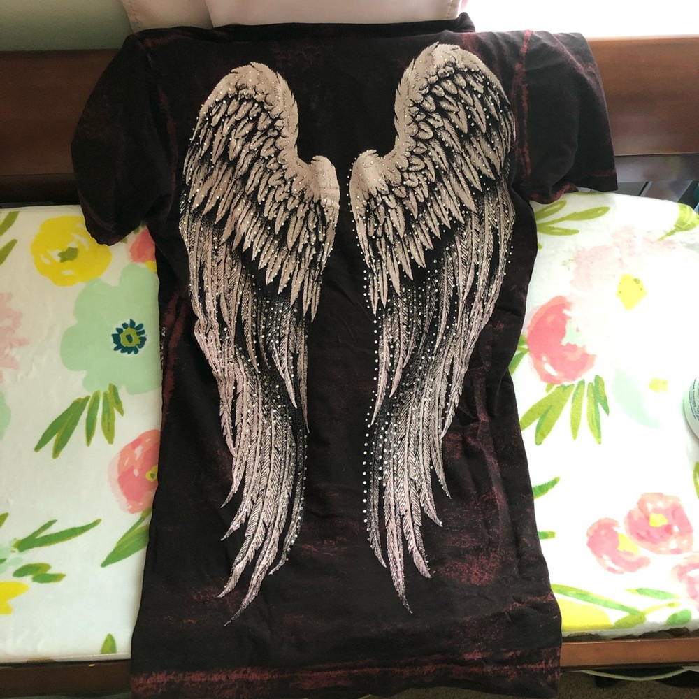 Affliction Buckle Brand Angel Wing shirt Small S